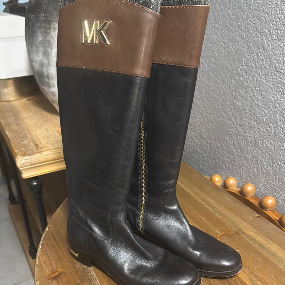 Michael Kors Black Mid-Calf Leather Boots